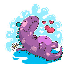 Vector illustration about Dinozaur in love © Giingerann