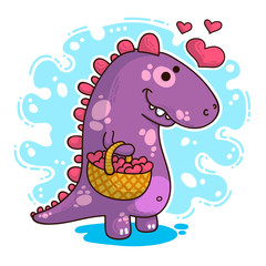 Vector illustration about Dinozaur in love