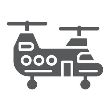 Military helicopter glyph icon, military and vehicle, chopper sign, vector graphics, a solid pattern on a white background.