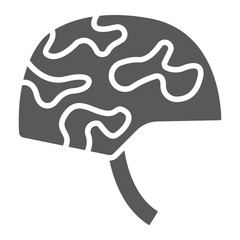 Military helmet glyph icon, army and war, armor sign, vector graphics, a solid pattern on a white background.
