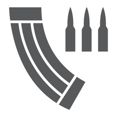 Ammunition magazine glyph icon, army and military, weapon sign, vector graphics, a solid pattern on a white background.
