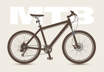 MTB Bicycle isolated and monochrome. Silhouette. Vector illustration.