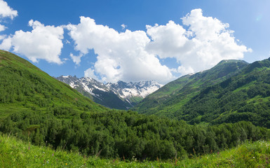 Fototapeta na wymiar Mountain valley in Svaneti, Georgia
