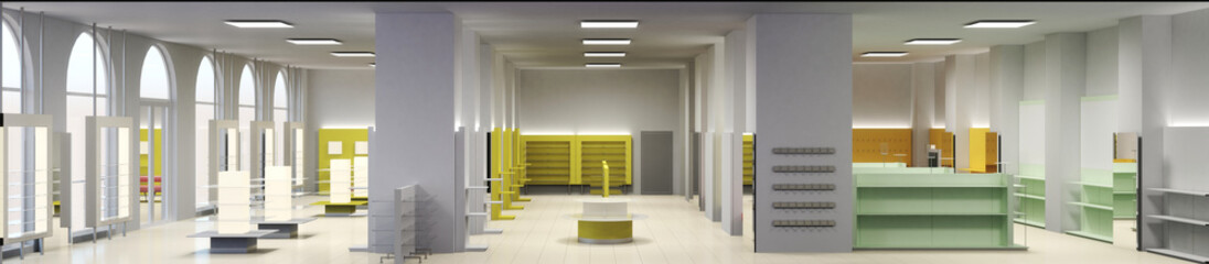 shop, mall, shopping mall, interior visualization, 3D illustration