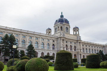 Fototapeta na wymiar Maria Theresa Square in Vienna. Museum of Natural History in Vienna. Art History Museum in Vienna.