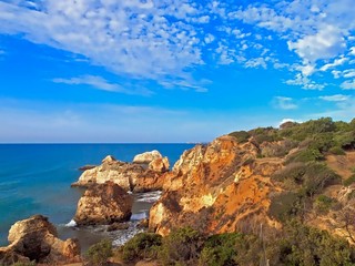Beautiful ocean landscape at the Algarve coast of Portugal