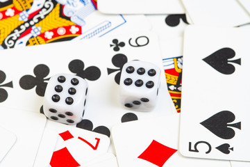 two sixes  dice with cards