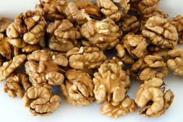 walnuts on white background