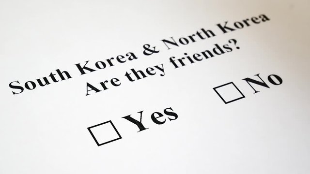 Concept of War Or Friendship And Nuclear Talks Deal Between South Korea And North Korea