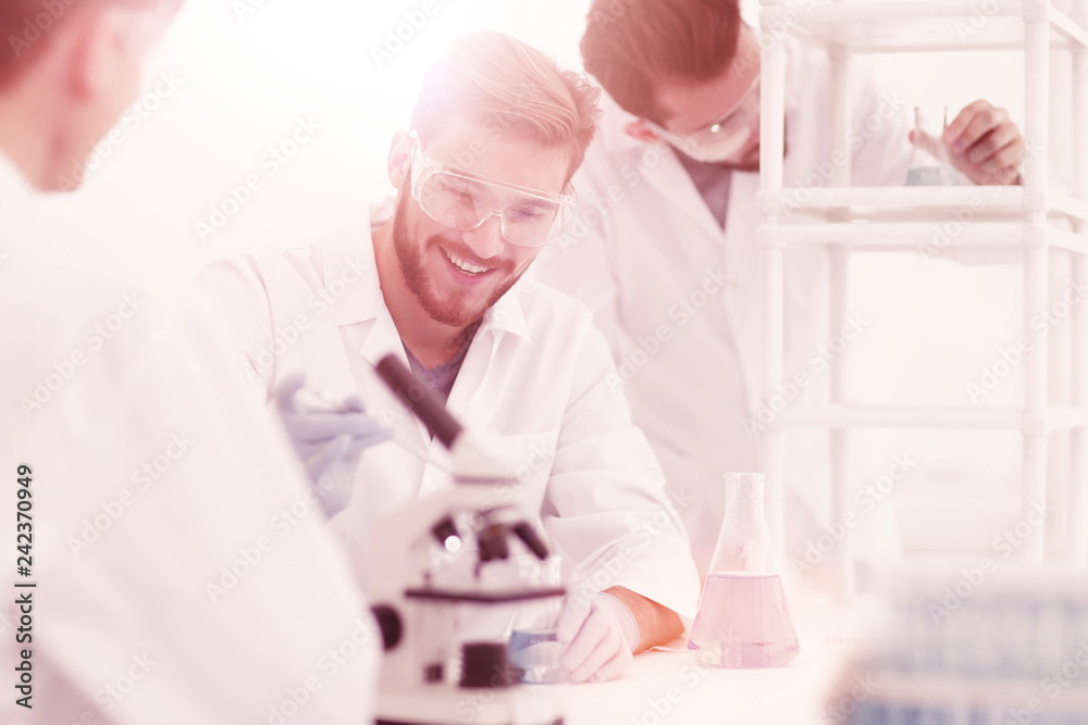 Wall mural background image science team in the lab
