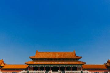 Obraz premium Hall of Supreme Harmony (Taihe Dian) of Forbidden City, under blue sky, in Beijing, China