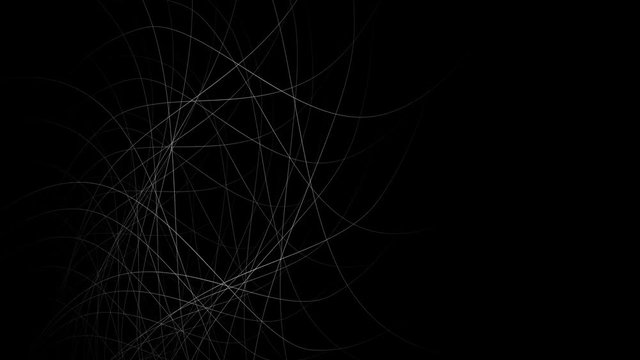 Abstract dynamic black light background with moving and rotating golden and white colorful lines, Copy space for your design. 3d. Intro. Motion graphics. animation. Seamless loop.
