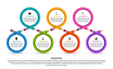 Infographics template with pencil. Can be used for education or business presentations, information banner.