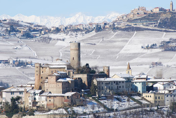 View of Langhe hills and Castiglion Falletto