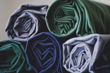 Obraz premium Background of natural textile cloth. Textile factory. 