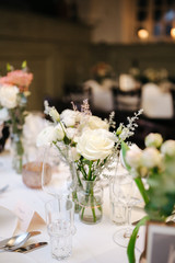 Table decorations at a wedding