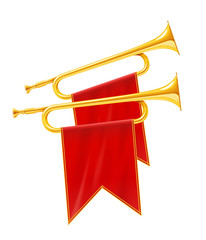 Gold and silver horn trumpet Musical instrument. Golden Royal © aleksangel
