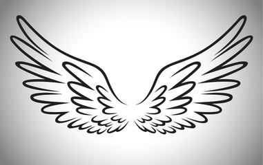 Cartoon bird wings line art illustration for logo