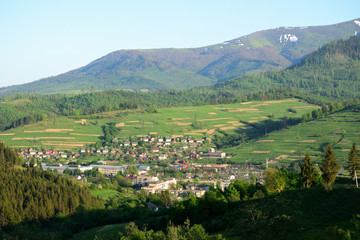 Village in the mountains of the Carpathians