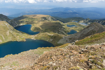 Fototapeta premium Amazing panoramic view of The Seven Rila Lakes, Rila Mountain, Bulgaria