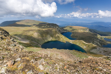 Summer view of  The Kidney and  the Eye lakes, Rila Mountain, The Seven Rila Lakes, Bulgaria