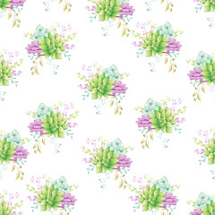 Sucullent pattern design. Trendy flower gradients. Vector cactus illustration.