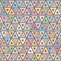 Seamless vector pattern. geometrical background with hand drawn decorative tribal elements. Print with ethnic, folk, traditional motifs. Graphic illustration for wrapping, wallpaper, fabric, packing