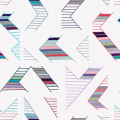 Seamless vector pattern. Blue geometrical hand drawn background with lines. Print for decorative wallpaper, packaging, wrapping, fabric. Line drawing, graphic design