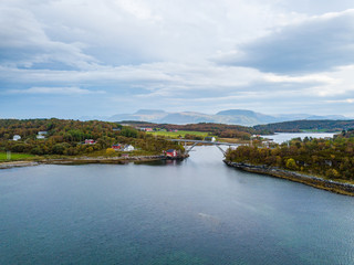 Drone Photo of the Landscape with the Fjord in Norway