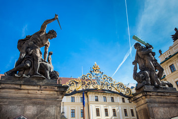 Statues at the entrance of the 9th century Prague Castle