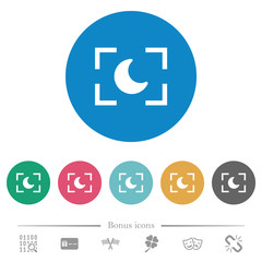 Camera night mode flat round icons