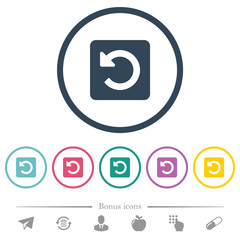 Rotate left flat color icons in round outlines