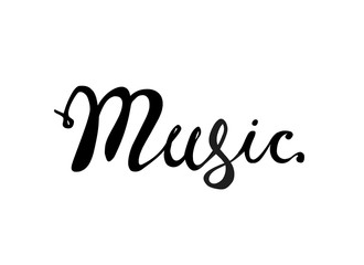 Music. Hand written inscription black on white