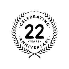 22 years design template. 22nd vector and illustration 