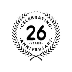26 years design template. 26th vector and illustration 