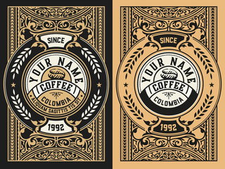 Vintage coffee label. Vector layered
