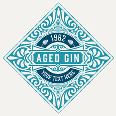 Vintage label with floral elements