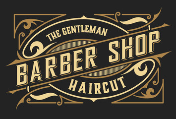Fototapety  Logo sklepu fryzjerskiego. Styl zachodni