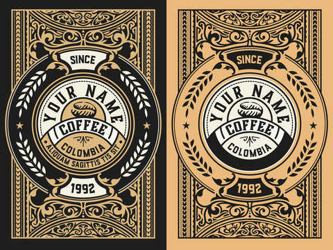 Vintage coffee label. Vector layered
