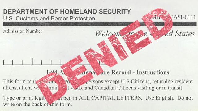 Detail Of A Denied USA Immigration Customs And Border Protection Form (I-94)