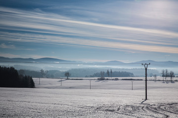 Beautiful czechia landscape in winter. 