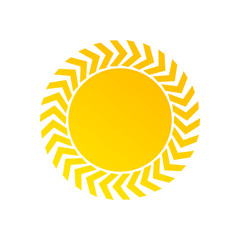 Yellow sun simple sign, flat design icon vector, seasons sunny weather, sunny weather icon illustration, forecast logo