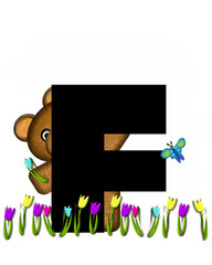 Fototapeta premium Alphabet Teddy Picking Flowers F