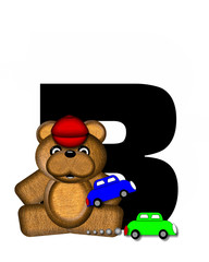 Alphabet Teddy Playing Cars B