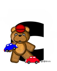 Alphabet Teddy Playing Cars C