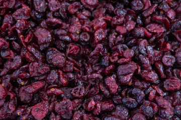 Delicious dried cranberries close-up. Background, texture.