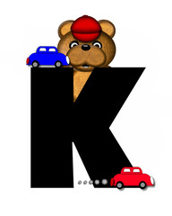 Alphabet Teddy Playing Cars K