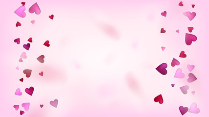 Flying Hearts Vector Confetti. Valentines Day Wedding Pattern. Trendy Gift, Birthday Card, Poster Background Valentines Day Decoration with Falling Down Hearts Confetti. Beautiful Pink Scatter