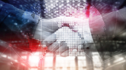 3D Earth hologram on blurred background.Global business and communication concept.