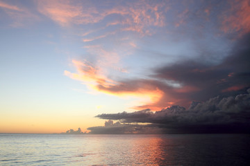 Sunset on Caribbean sea. Dominican Pepublic.